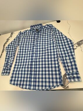 Ariat Pro Series Fitted Long Sleeve Button Shirt Blue Check Plaid Classic Size S